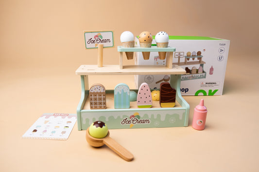 Medinis kūrybinis žaislų rinkinys „Ice Cream Shop“