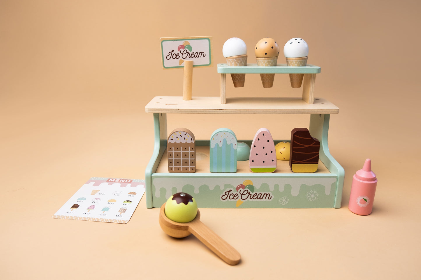 Medinis kūrybinis žaislų rinkinys „Ice Cream Shop“