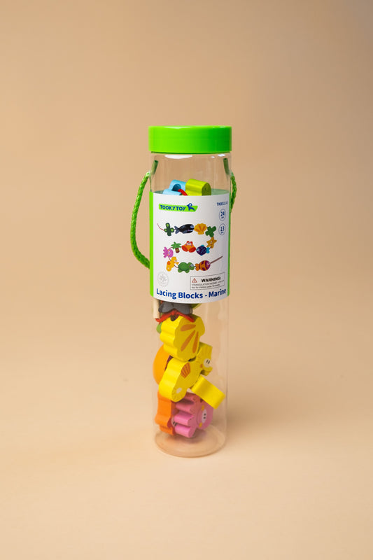 Medinis lavinamasis vėrimo žaidimas „Lacing Blocks – Marine“